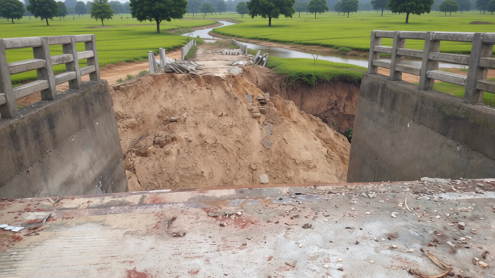 উদ্বোধনের আগেই সেতুর সংযোগ সড়কে ধস