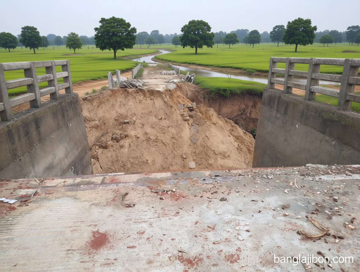 উদ্বোধনের আগেই সেতুর সংযোগ সড়কে ধস