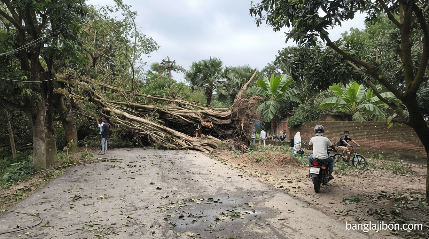 নওগাঁয় ঝড়ে লন্ডভন্ড বাড়িঘর-দোকানপাট
