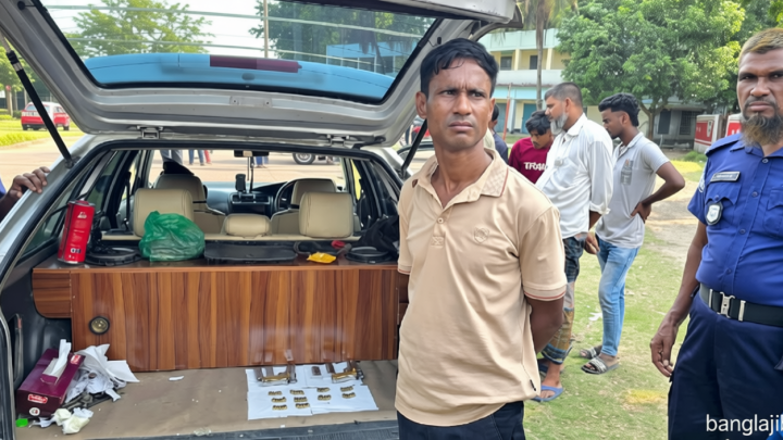 প্রাইভেট কারে অস্ত্র-গুলি, তরুণীসহ আটক ২