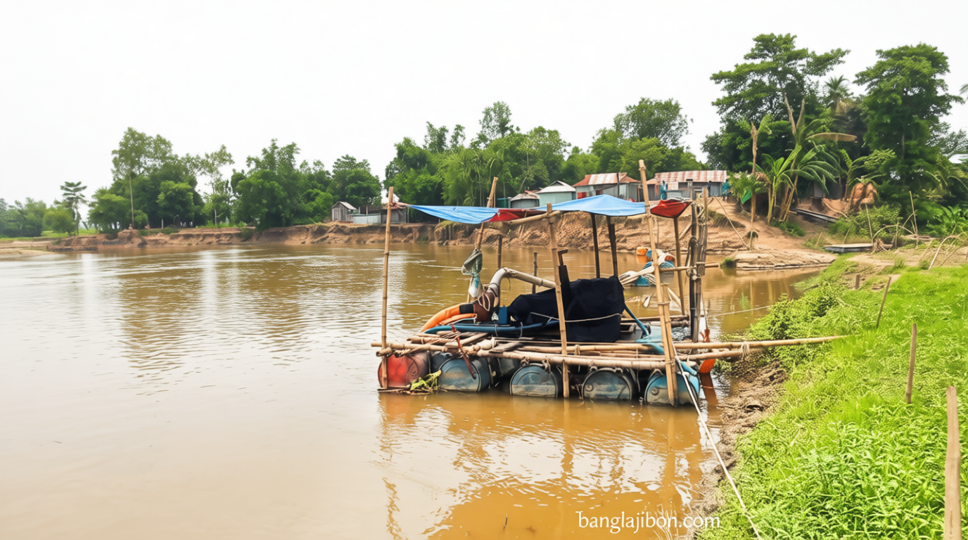 ঘাঘট নদীভাঙন রক্ষা প্রকল্প: নদী থেকে বালু তোলায় তীর ভাঙনের শঙ্কা