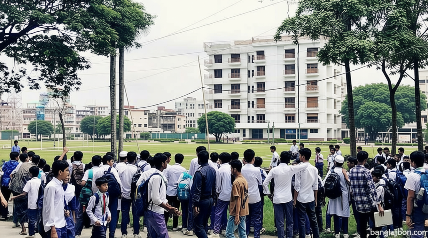 বরিশালে স্কুলের পাশে মেলার সেই গণশৌচাগার ভেঙে দিল শিক্ষার্থীরা