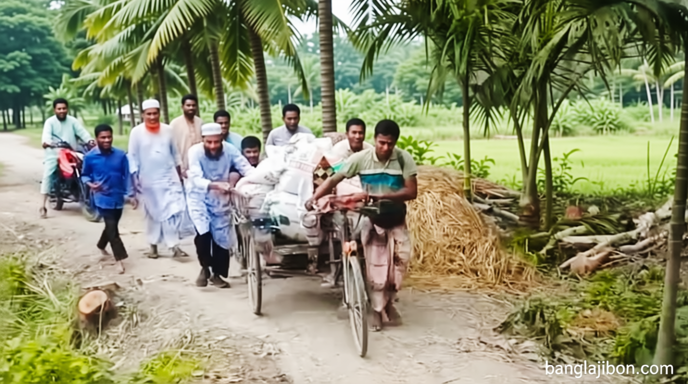 মালবোঝাই ভ্যান ঠেলে চালককে সহায়তা এমপির, ভিডিও ভাইরাল