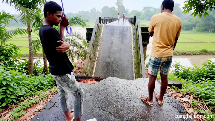 পাহাড়ি ঢলে ধসে গেল ব্রিজঘাট সেতু, রাঙামাটি-বান্দরবান সড়ক বন্ধ