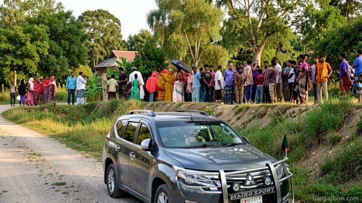 বগুড়ায় প্রতিমন্ত্রীর গাড়ির ধাক্কায় নারী নিহত, খাদে পড়ল গাড়ি